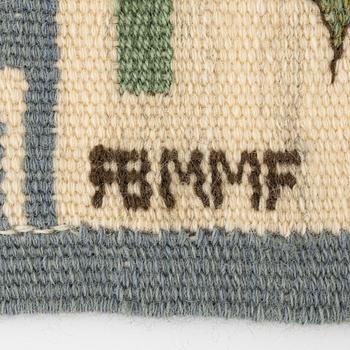 Märta Måås-Fjetterström, textile,  tapestry weave, 'Blomlapp' ('Pingstlilja'), signed AB MMF.