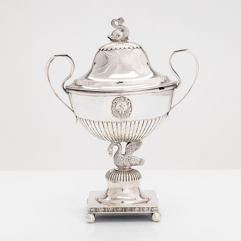 An Empire sugar bowl, maker's mark of Jacob Richard Borg, Gävle, Sweden 1828.