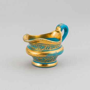 A set of three Russian turkoise glass ware, 19th Century.