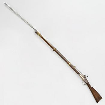 A Swedish percussion rifle 1845-54 pattern with bayonet.