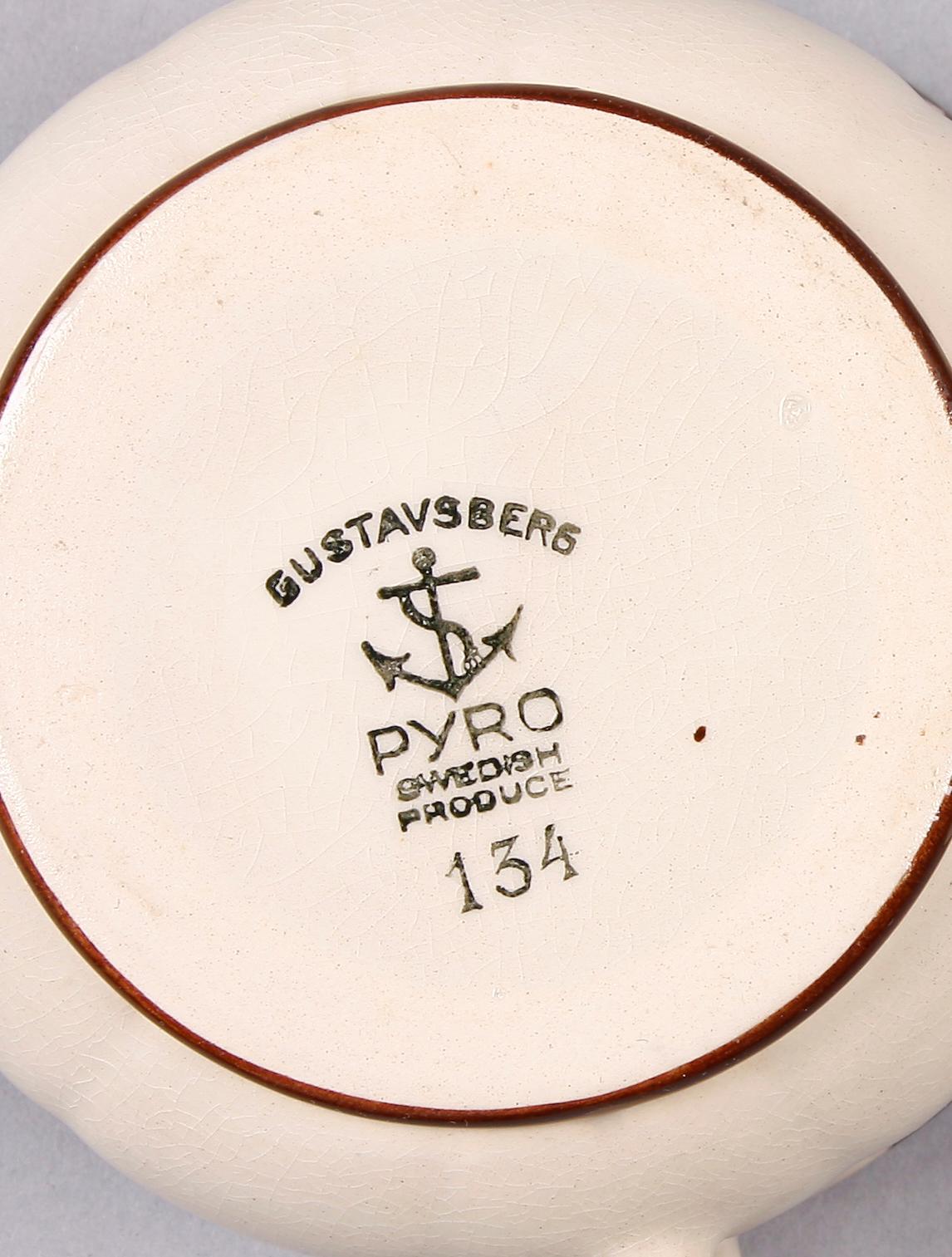 SOCKERSKÅLAR, 6 st, "Pyro Brun", Wilhelm Kåge, Gustavsberg. Modell nr 134.