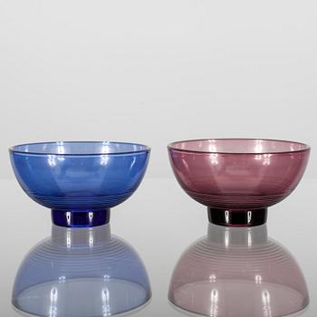 EFTERRÄTTSSKÅLAR, 10 st, glas, Karhula-Iittala. 1900-talets mitt.