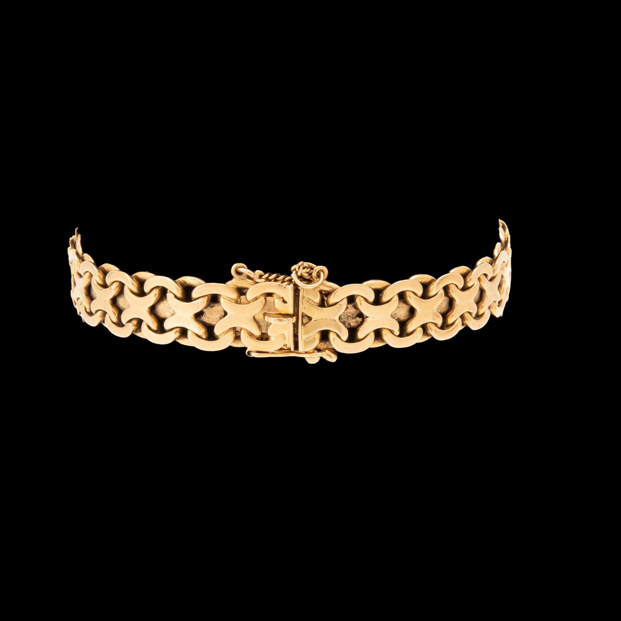 Armband x-länk 18K guld GD & Co Malmö 1944.