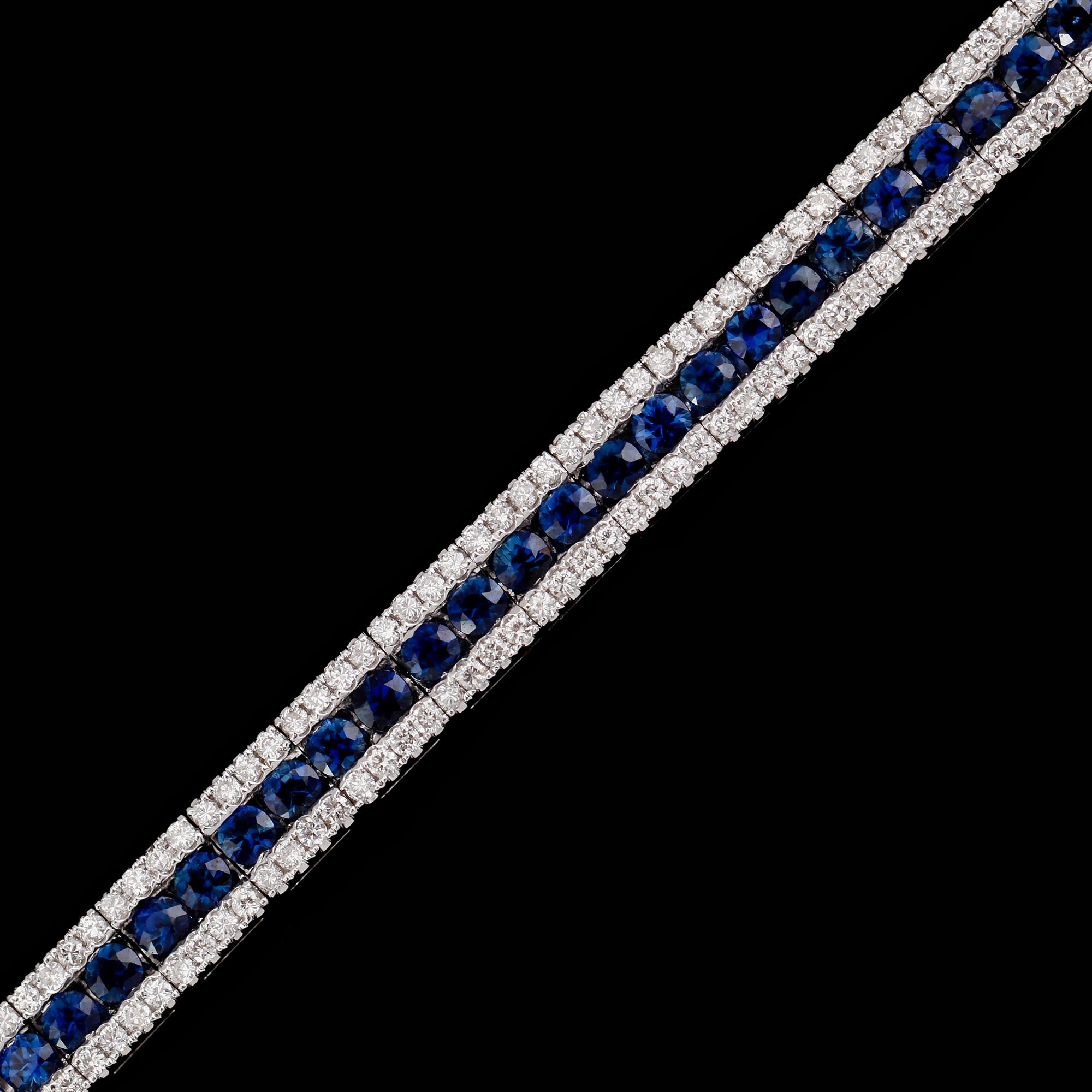 ARMBAND, 18 k vitguld, briljantslipade diamanter tot 2.16 ct, safirer tot 5.35 ct.