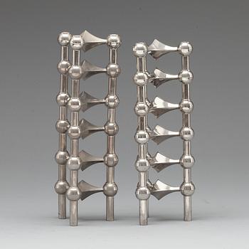 LJUSSTAKAR, 12 delar. Vitmetall, Nagel/BMF Tyskland, 1900-talets andra hälft.