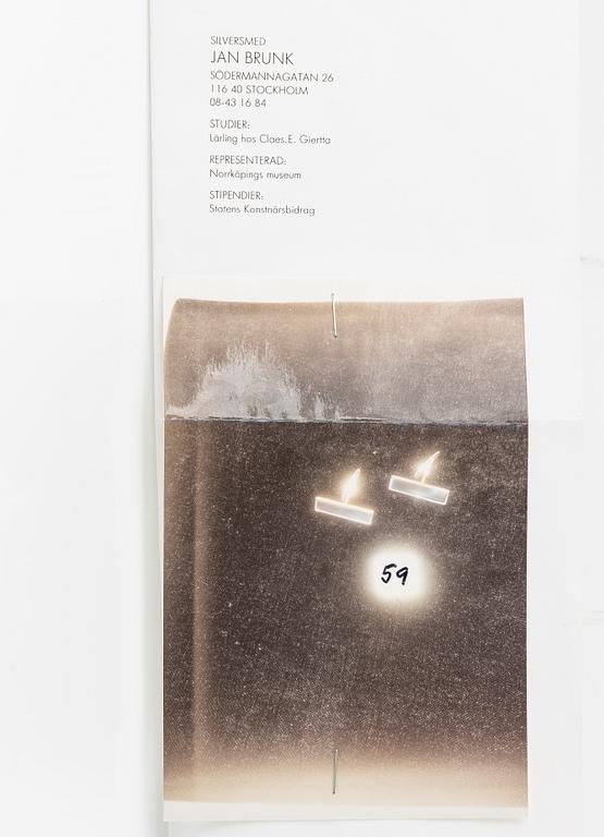 Jan Brunk, manschettknappar, sterlingsilver och emalj, Stockholm, 1992.