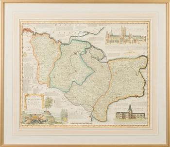 KARTA, "An accurate map of the county of Kent", England 1700-tal.