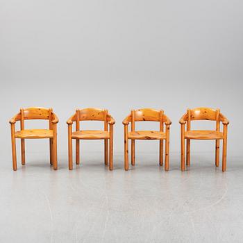 Rainer Daumiller, 4 solid pine Chairs, 1960s-/1970s, Hirtshals Furniture A/S, Denmark.