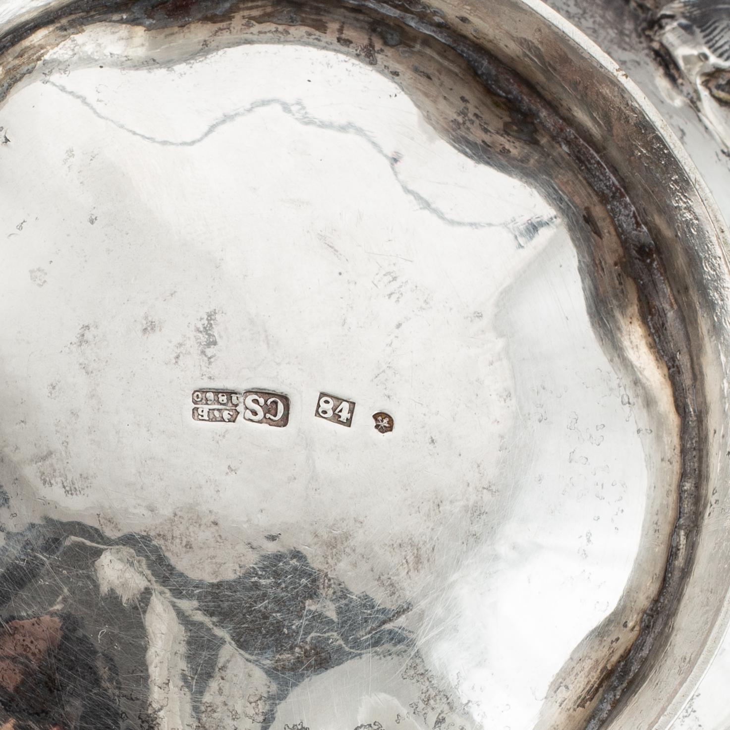 A Russian 19th century parcel-gilt silver tea-pot, mark of Carl Siewers, St. Petersburg 1860.