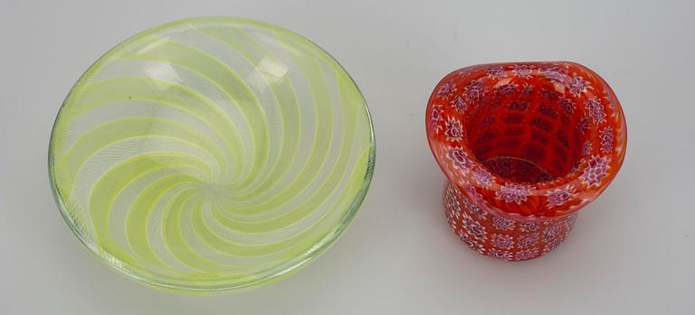 SKÅLAR, 2 st, glas, Venini Murano. 1900-talets andra hälft.