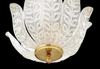 TAKLAMPA, glas, Orrefors. 1900-talets mitt. H 65.