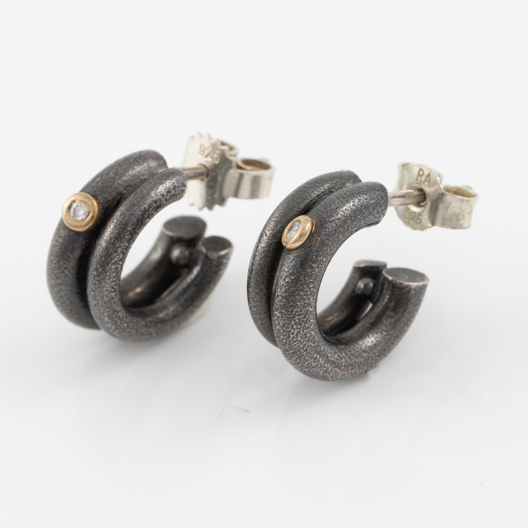 Bracelet, necklace, a pair of earrings, and a ring, Pia Rauff, silver with small diamonds.