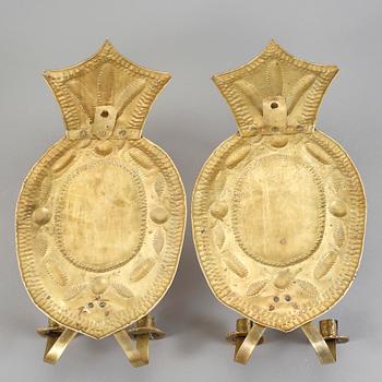 LJUSPLÅTAR, ett par, barock-stil, 1900-tal.