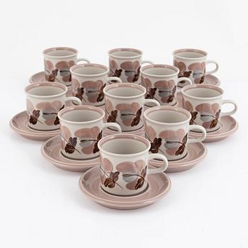 Ulla Procopé, coffee cups with saucers, 11 pcs, "Koralli", Arabia, Finland.