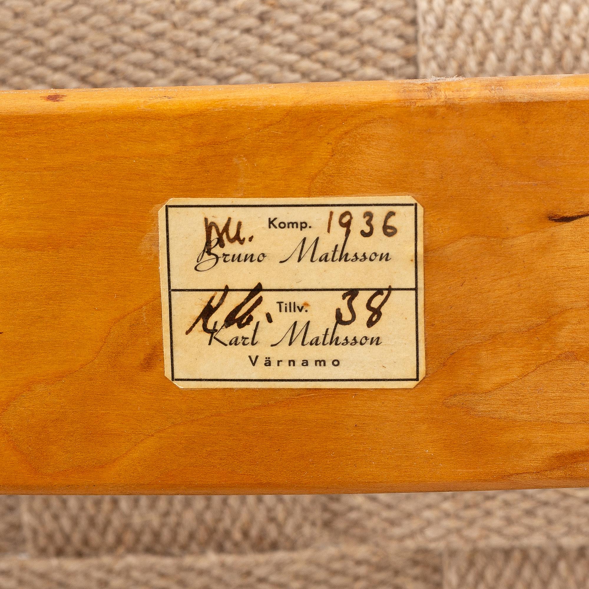 Bruno Mathsson, Lounge chair, model 36, Karl Mathsson, Värnamo 1938.