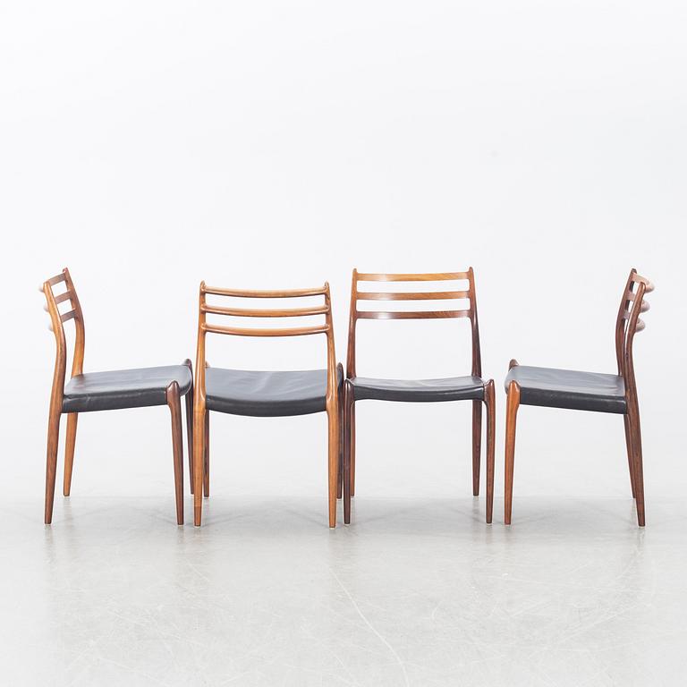 A Table from Slagelse Möbelvaerk A/S and 4 chairs, Niels Otto Møller, JL Møller. Denmark, 1960's.