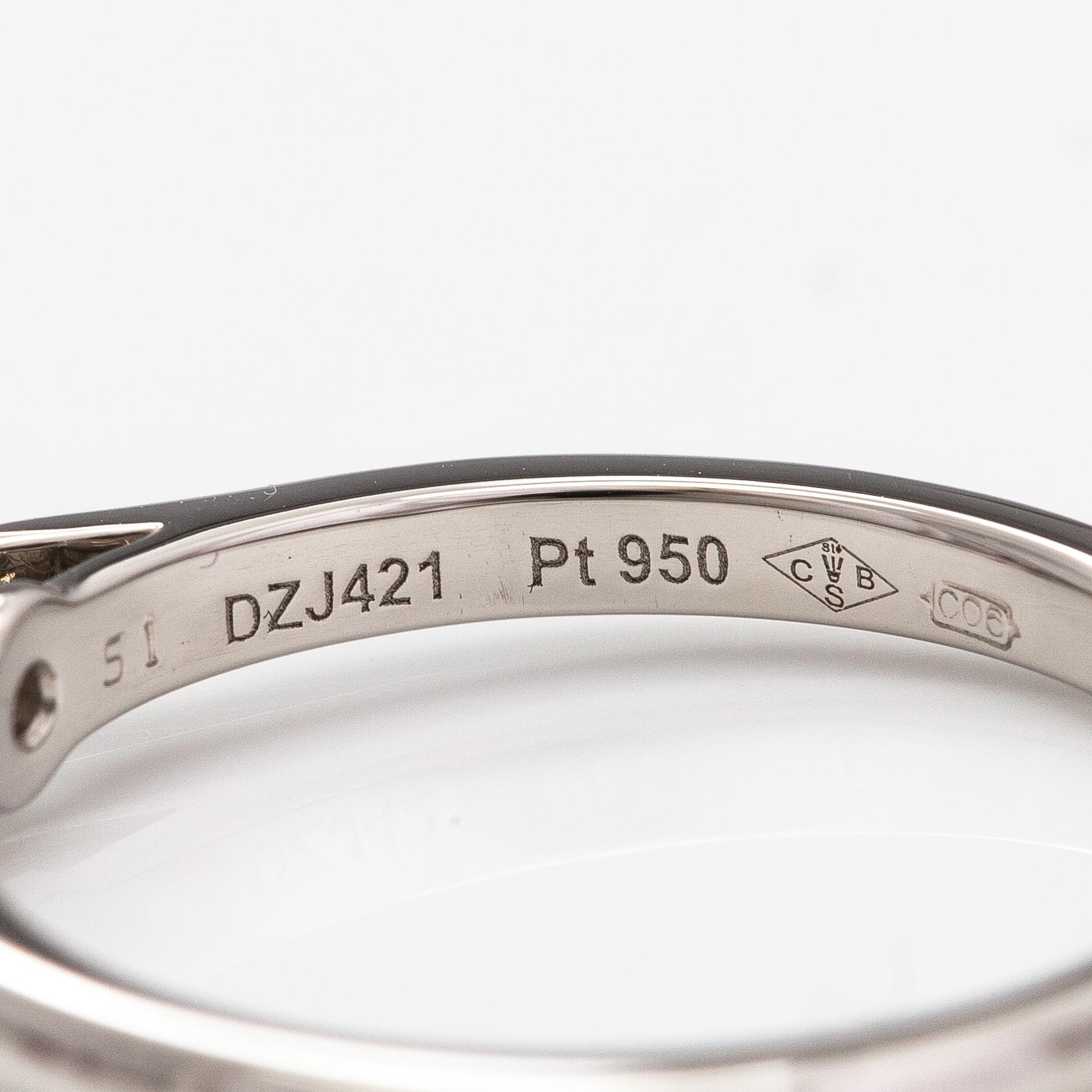 Cartier, Sormus, platinaa ja timantti n. 0.41 ct. Merkitty DZJ421. GIA todistus.
