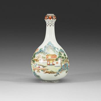 A famille rose vase, presumably Republic, 20th Century, with Qianlong four character mark.