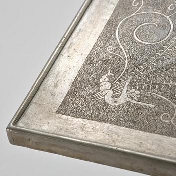 Anna Petrus, a pewter top tray table on a base by Uno Åhrén, executed in her studio, Stockholm, ca 1922-25.