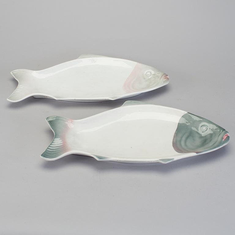 Two plates for fish, ceramics, Rörstrand and Göteborg, Jugend / Art nouveau, 1910/20-tal.