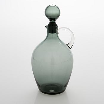 Saara Hopea,  A glass carafe and six drinking glasses, Nuutajärvi, Finland. Design years 1959 and 1958.