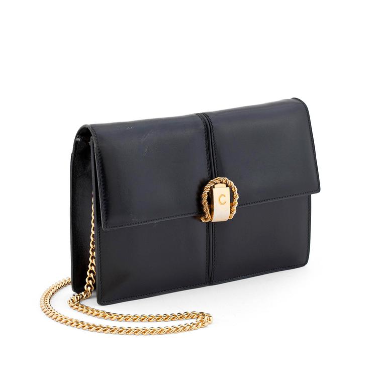 CÉLINE, a black leather evening bag.