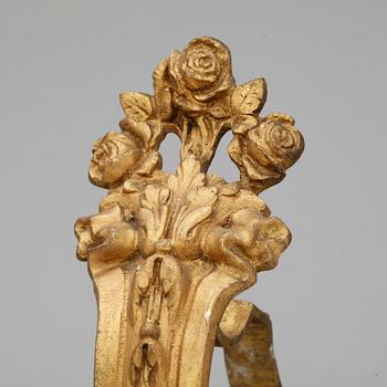 GARDINOMTAG, 4 st, förgylld mässing, empire stil, 1900-talets början.