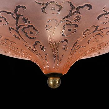 TAKLAMPA, glas, första hälft 1900-tals, höjd 44 cm.