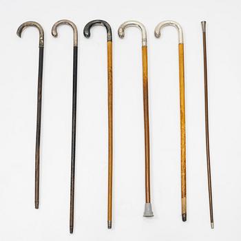 Käppar, 6 st, trä och silver, bl.a. MGAB, Uppsala, 1960.