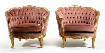 SALONGSGRUPP, 3 delar, rokokostil, 1900-tal.