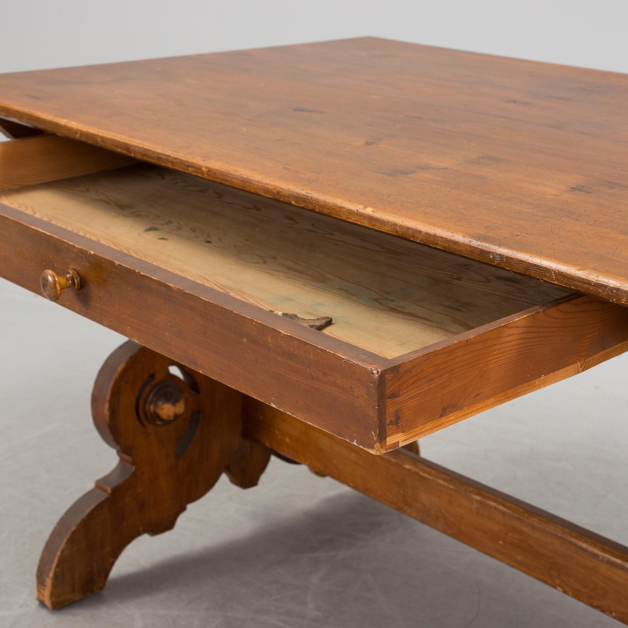 A Swedish late 19th century pine wood table.