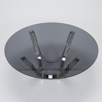 Roger Sprunger, a 1970s glass top coffee table by Roger Sprunger for Dunbar USA.