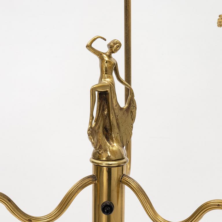 A Swedish Grace brass floor lamp, first part of the 20th Century.