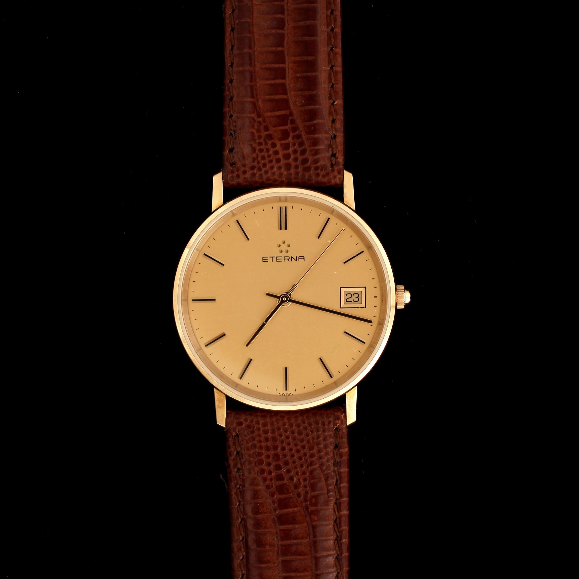ARMBANDSUR, herr 18k guld, Eterna, quartz.