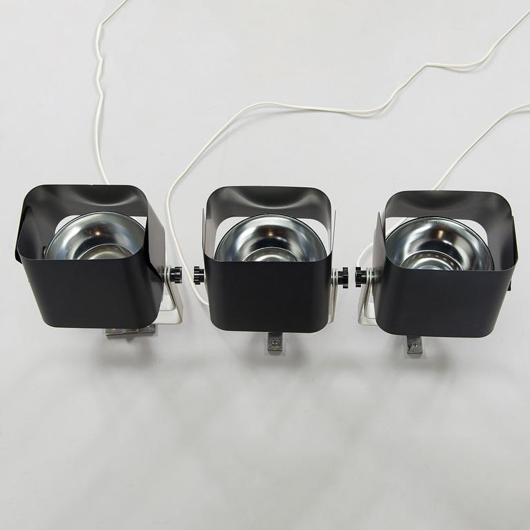 Yrjö Kukkapuro, spotlights, 3 st, modell 100, Haimi Oy, 1970.