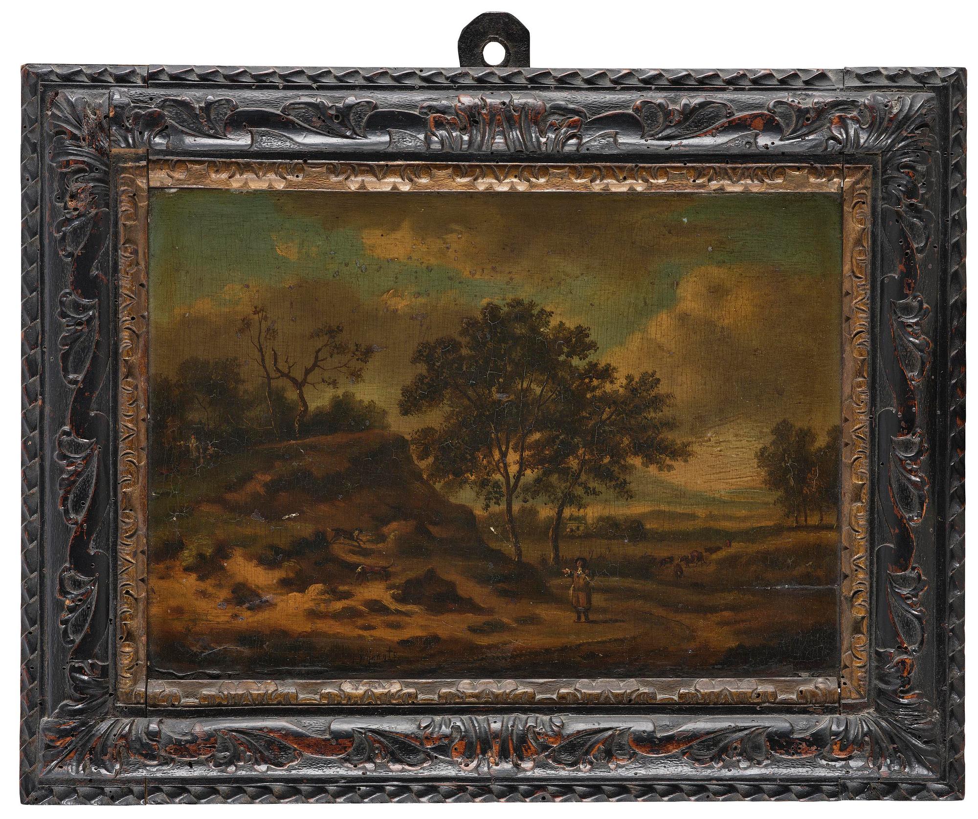 Jan Wynants (Wijnants), attributed to, Landscape with figure and dogs / Landscape with cattle and shepherds.
