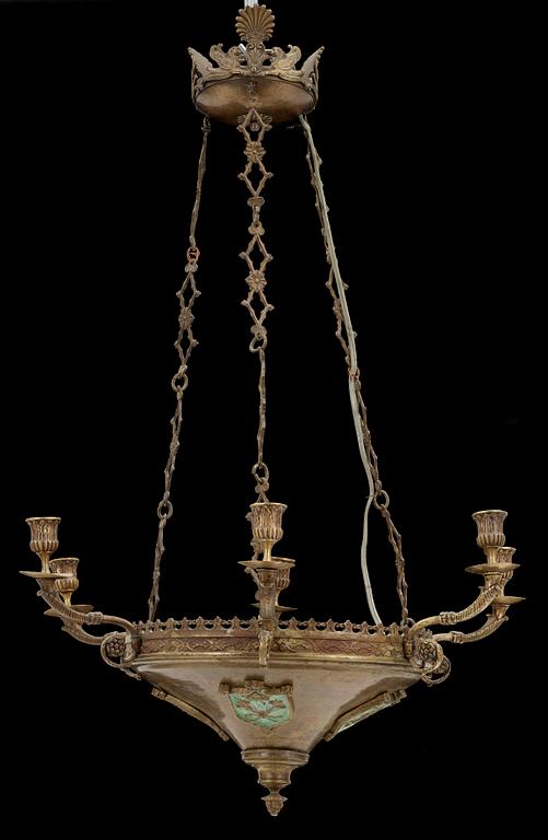 TAKAMPEL, mässing, senempire, 1800-tal. H ca 75.