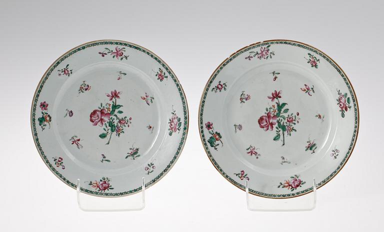 TALLRIKAR 6 st, porslin, Qianlong, Kina, 1700-tal.