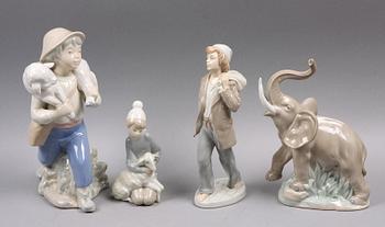 FIGURINER, 4 st, porslin, Spanien. Bl.a. Lladro.