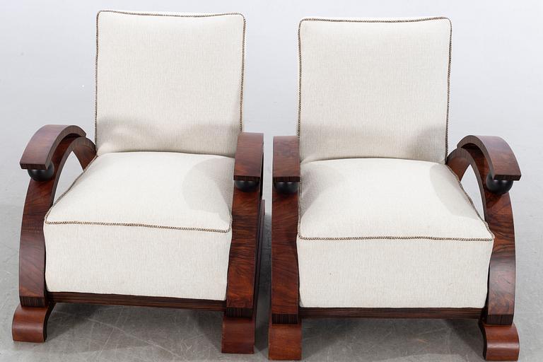 FÅTÖLJER,  1 par, art déco-stil, 1900-talets andra hälft.