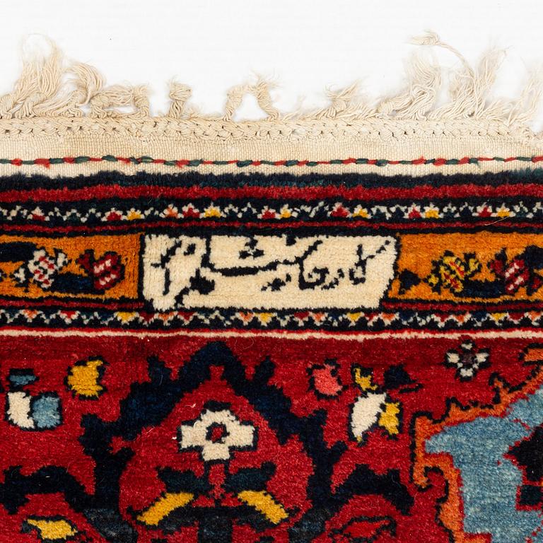 A carpet, antique, Chahar Mahal, signed Karkhane Shalamgar, ca 404 x 206-214 cm.