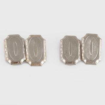 MANSCHETTKNAPPAR, 14K vitguld. Vikt 4,2 gram.
