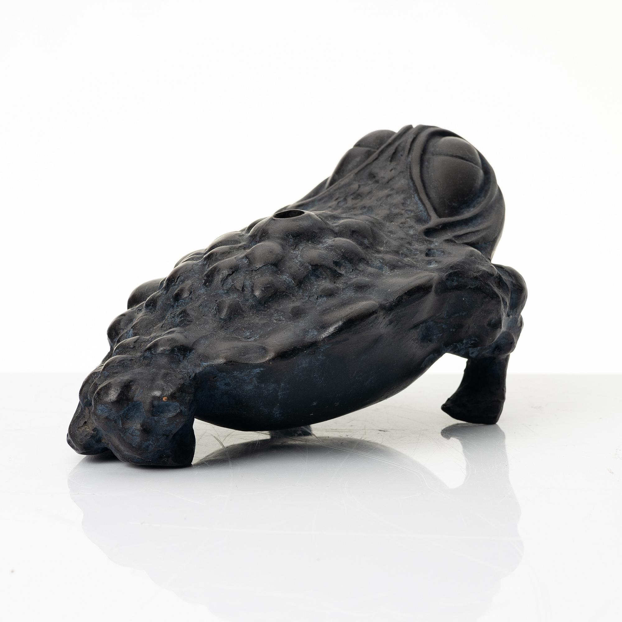 A dark yixing three legged toad 'Jin Chan' water sprinkler, China, 1980s.