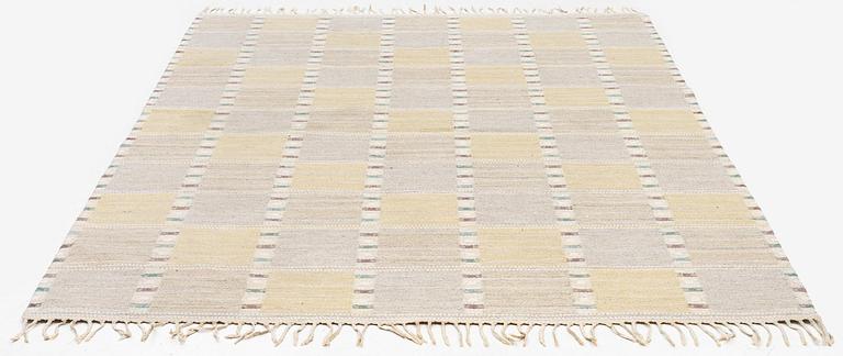 Barbro Nilsson, a 'Falurutan gul S' carpet, flat weave, c. 280 x 188 cm, signed AB MMF BN.