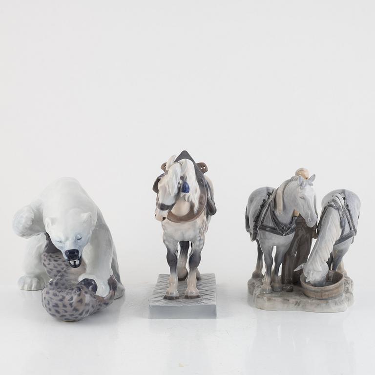 Three Danish porcelain figurines.