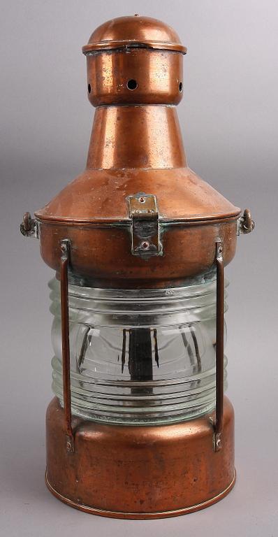 LANTERNA, koppar och glas. Norge 1800/1900-tal.