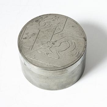 Sylvia Stave, attributed to. A pewter box with cover, CG Hallberg, Stockholm 1929.