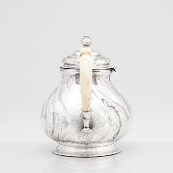 A Swedish Rococo silver tea-pot, mark of Petter Lund, Stockholm 1746.
