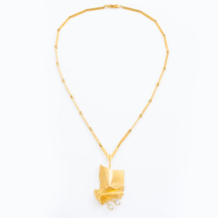 Björn Weckström, a necklace "Inari", 18K gold with faceted rock crystal, Finland. For Lapponia.