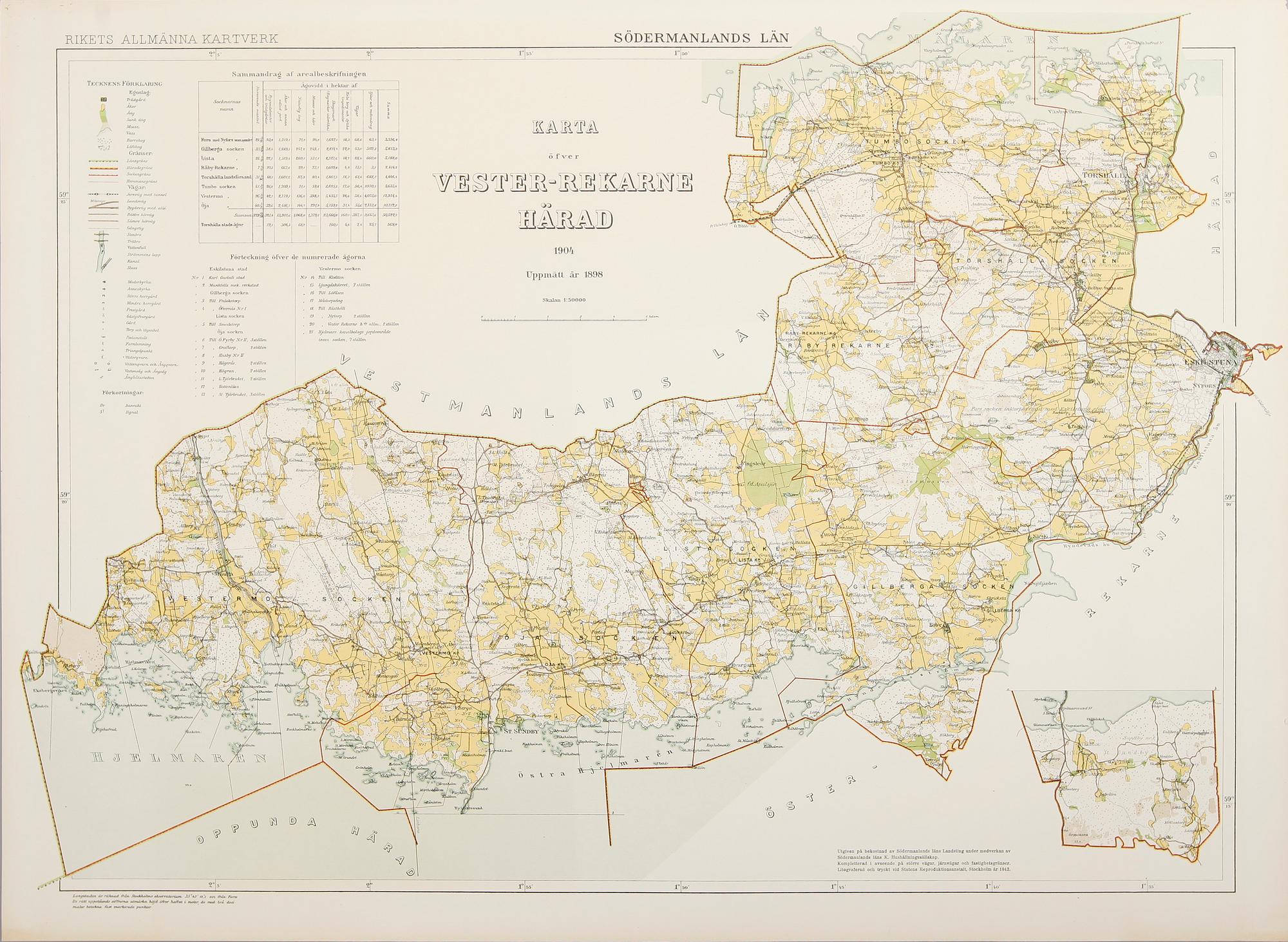 KARTOR över Södermanland, sekelskiftet 1900.
